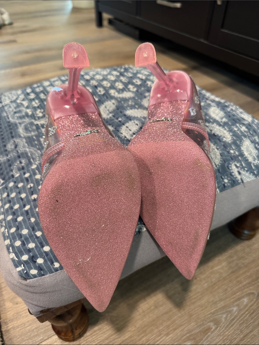 Barbie Pink Transparent Pointed-Toe High Heels with Logo Print - Picture 10 of 15